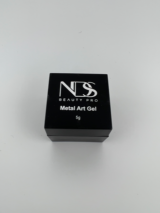 top view of Silver chrome metal art gel in a black 5g square jar