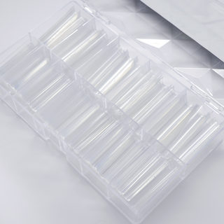 open view of 500 piece clear nail tip set in 3xl square non c curve 