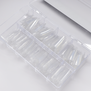 open view of 500 piece clear nail tip set in 2xl stiletto 