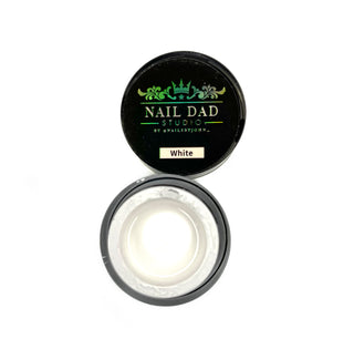 top open view of Naildad studio white gel in circular jar